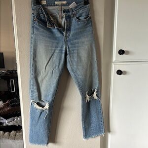 Levi's Light Blue Distressed Wedgie Straight Leg Jeans